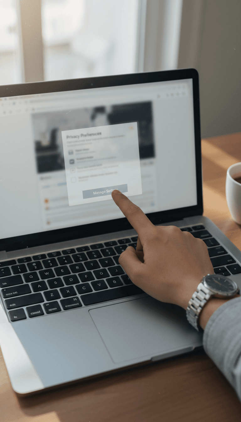 Gestione delle impostazioni cookie dal browser su un computer portatile