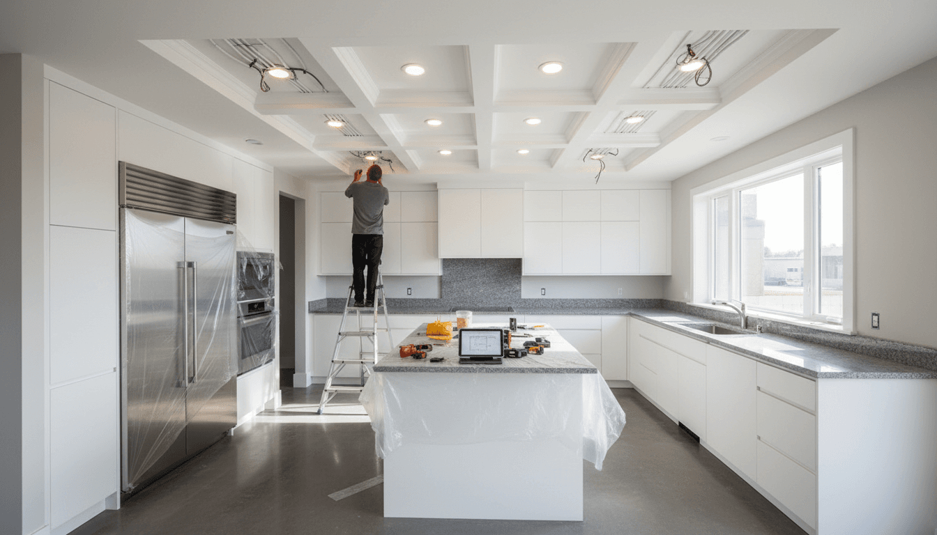 Impianto di illuminazione interna in cucina moderna